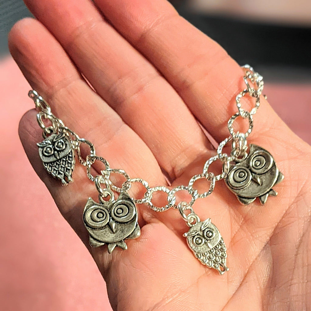 Silver Owl Lover's Charm Bracelet