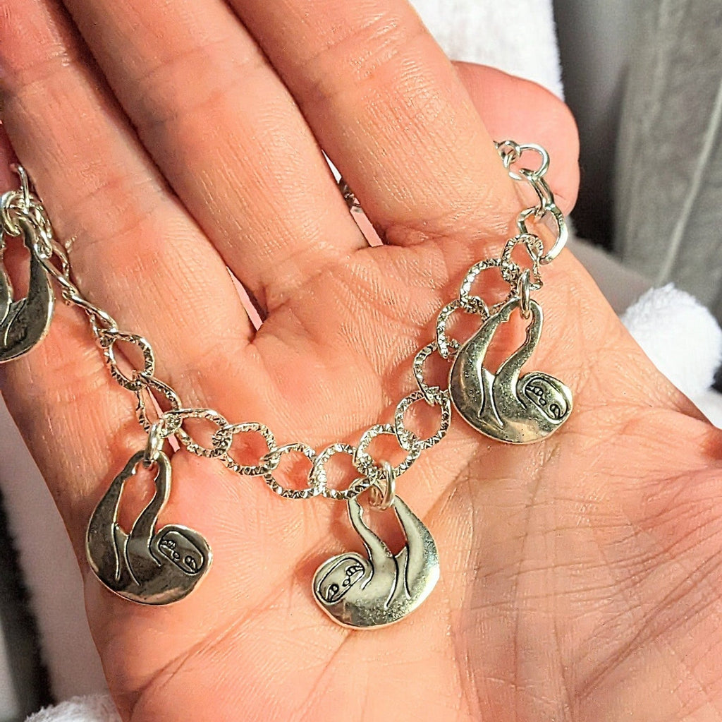 Silver Sloth Lover's Charm Bracelet