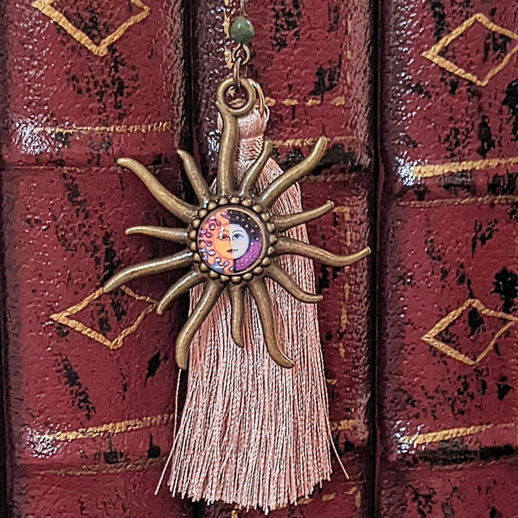 Aztec Sun Tassel Gemstone Bead Bookmark