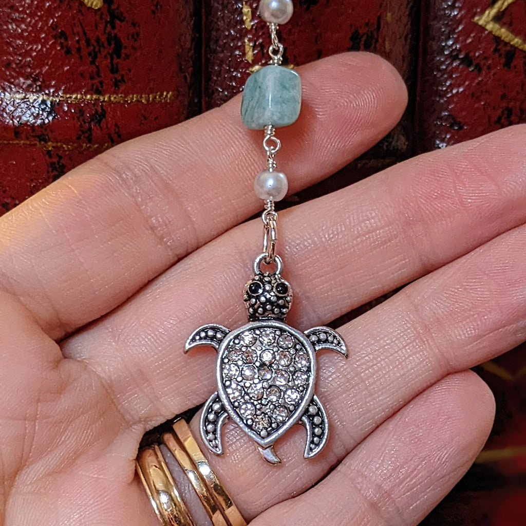 Sea Turtle Amazonite Gemstone Bookmark