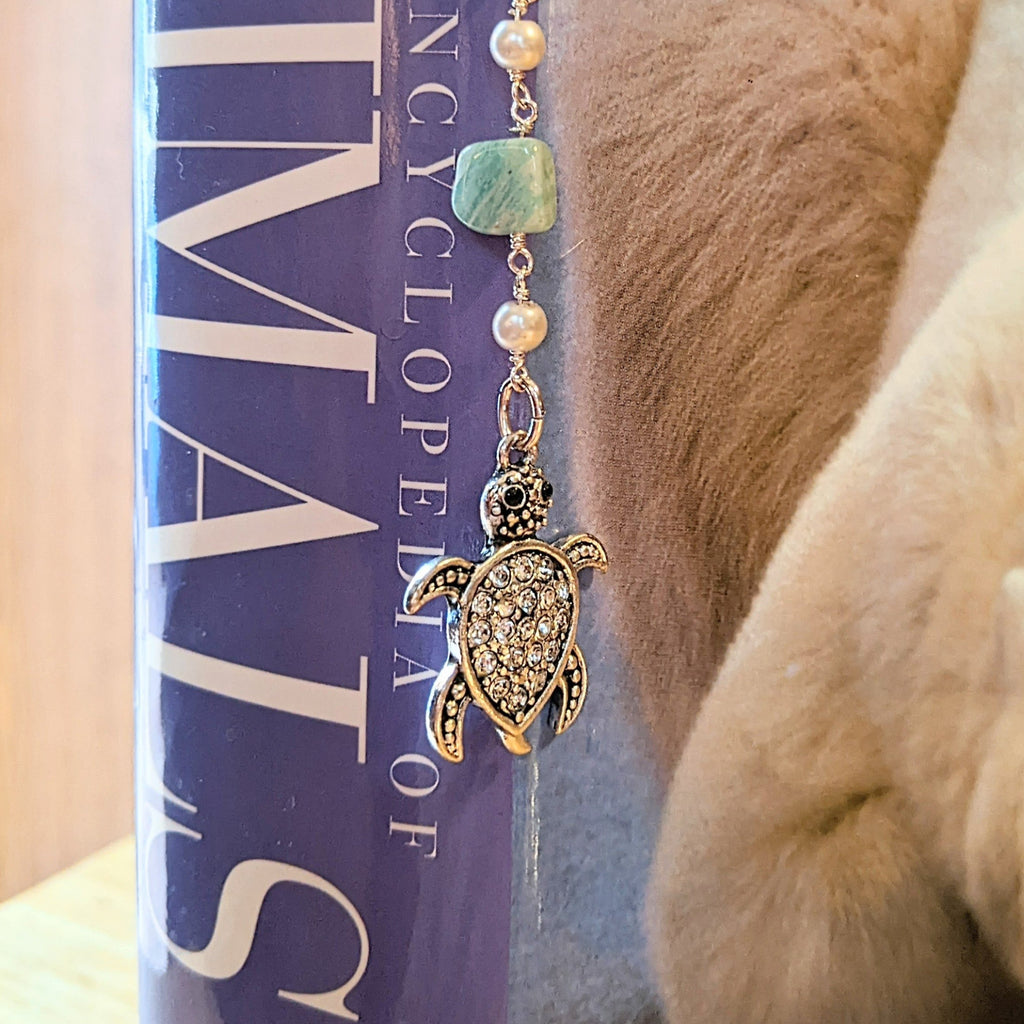 Sea Turtle Amazonite Gemstone Bookmark