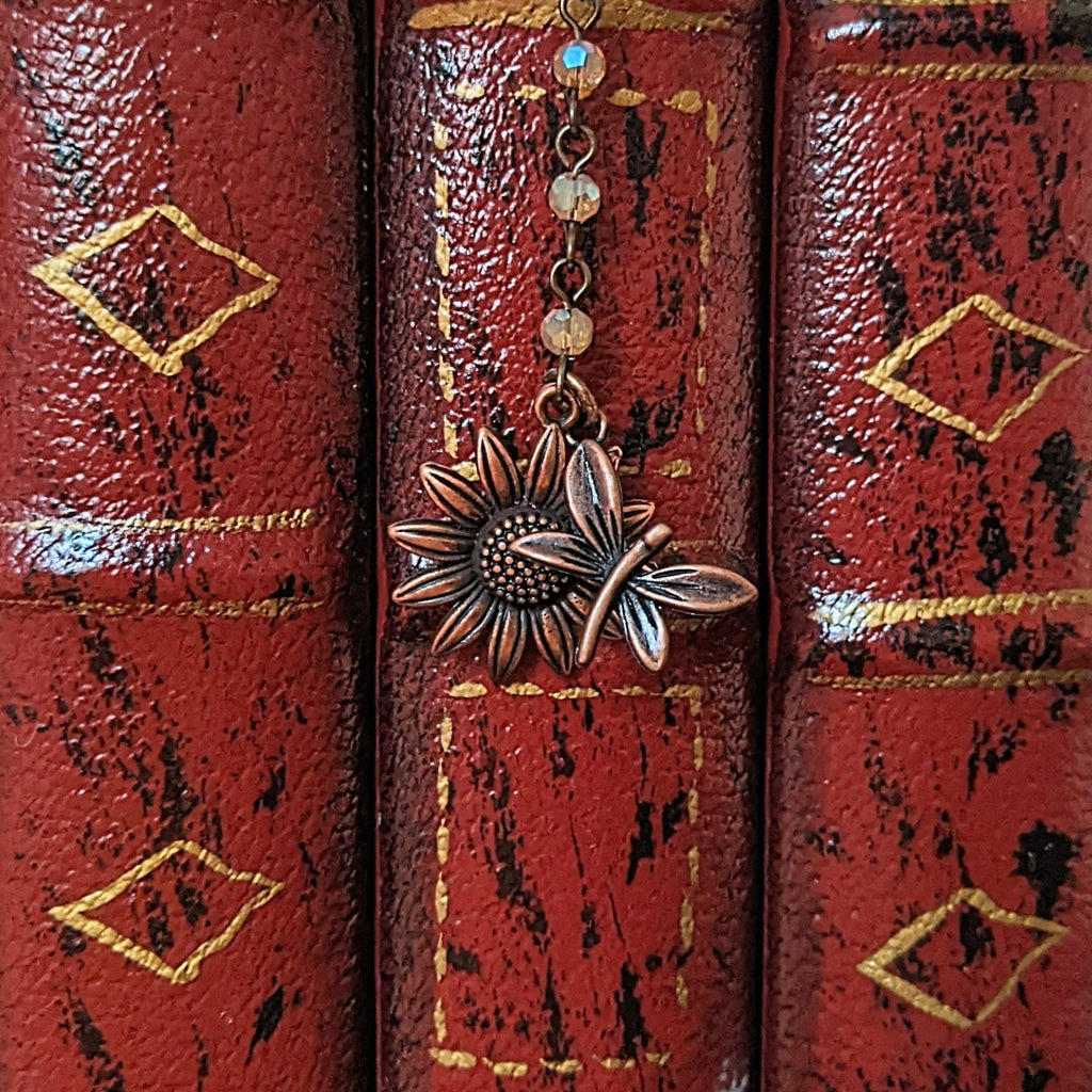 Copper Sunflower Dragonfly Bookmark