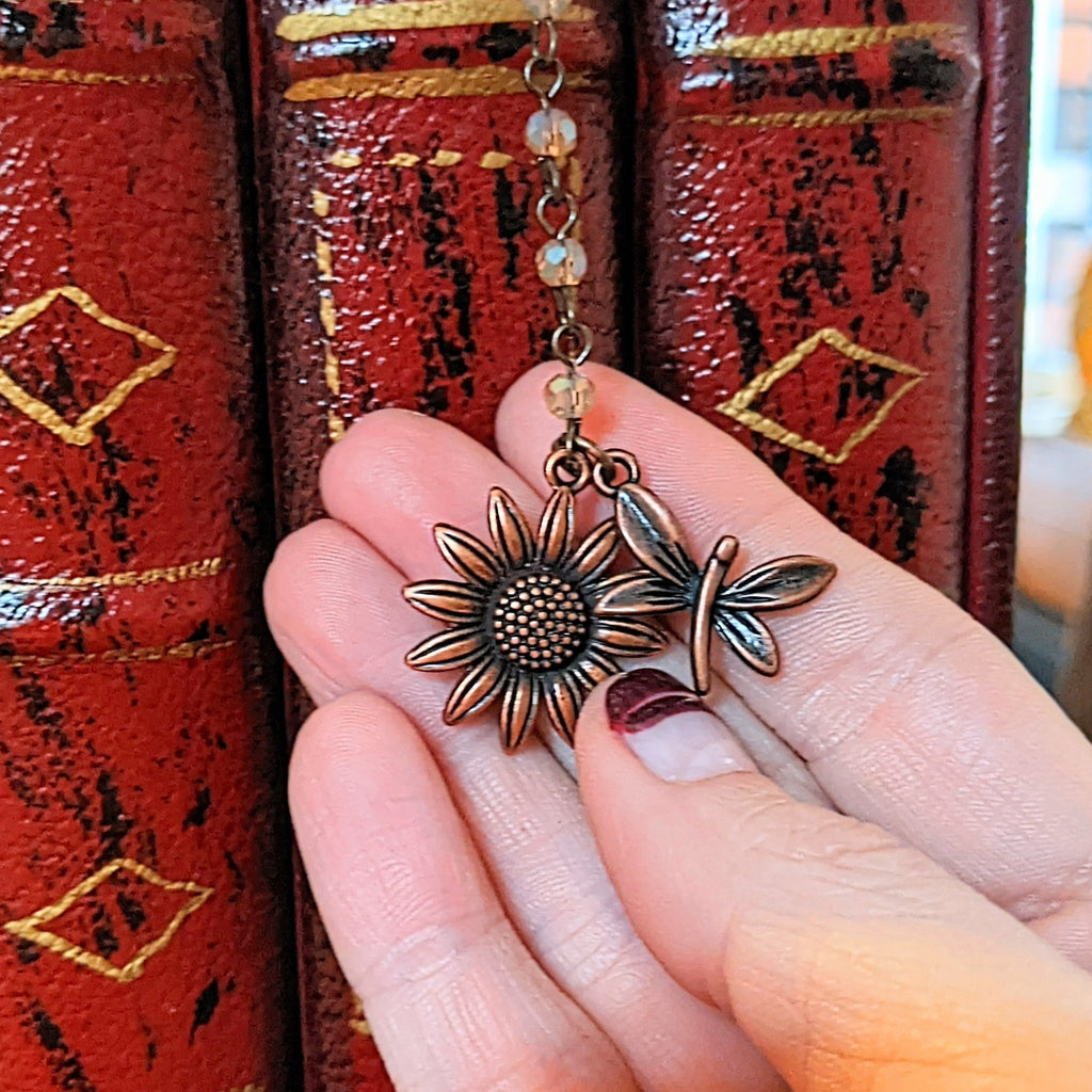 Copper Sunflower Dragonfly Bookmark