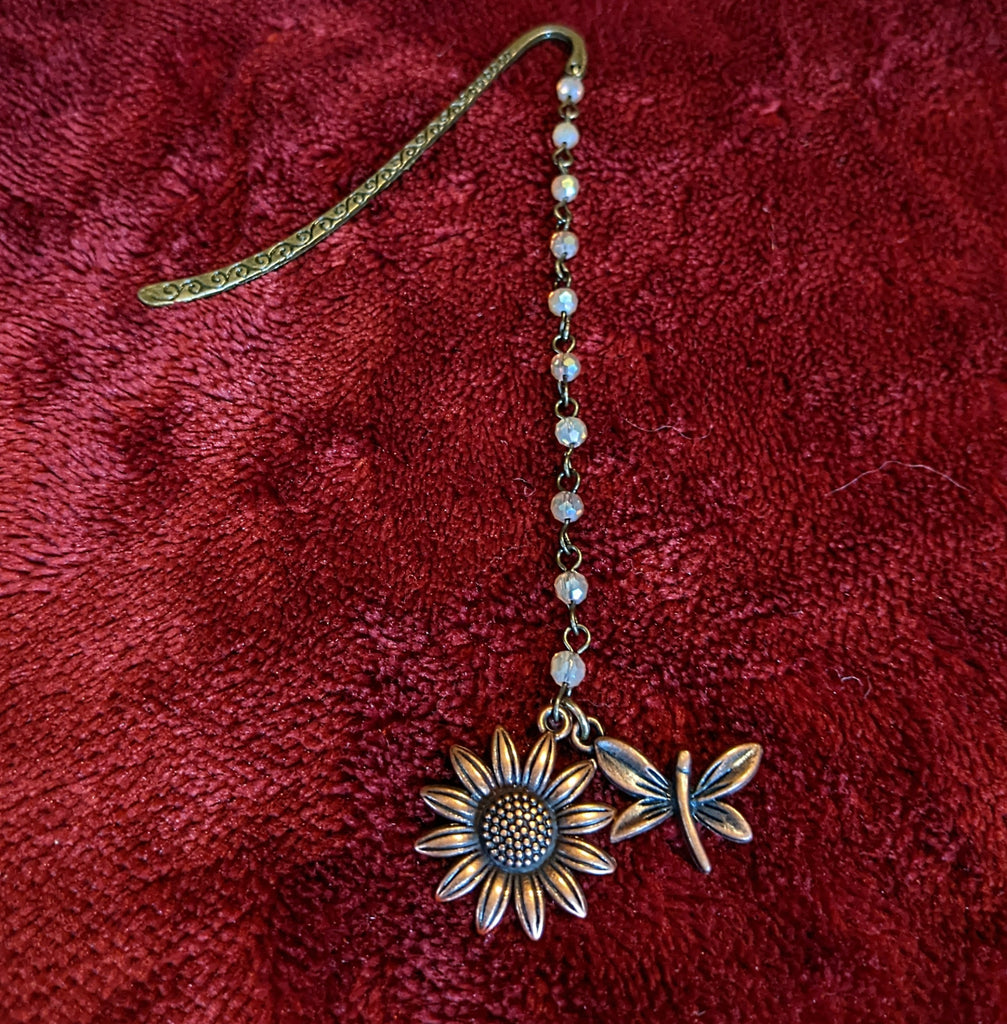 Copper Sunflower Dragonfly Bookmark