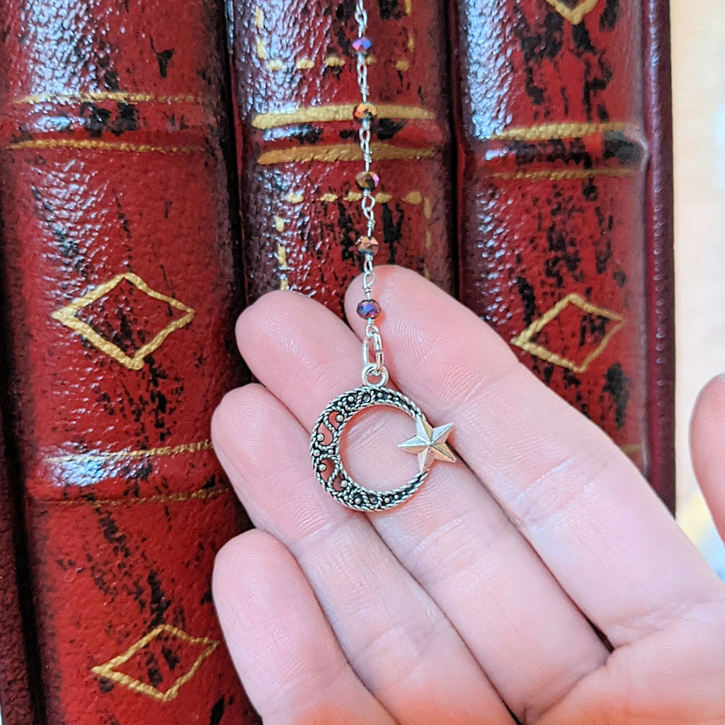 Crescent Moon/Star Beaded Bookmark