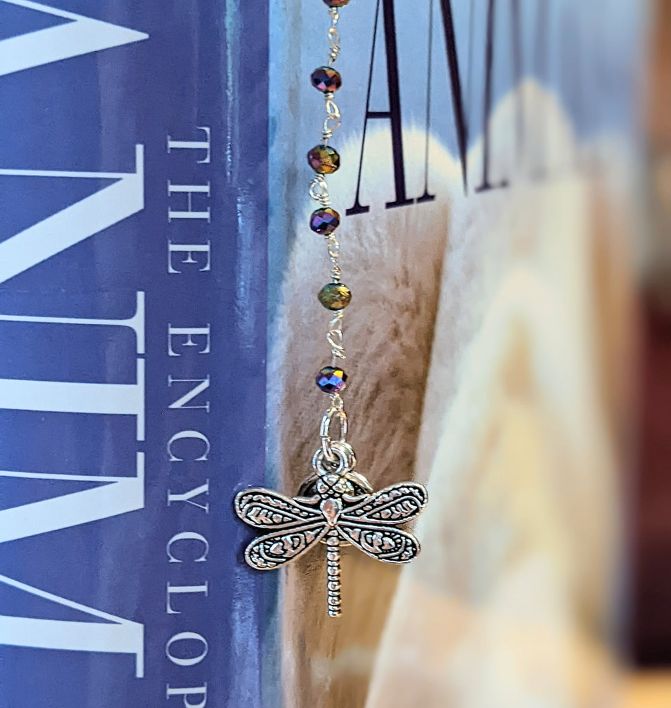 Dragonfly Yin Yang Beaded Bookmark