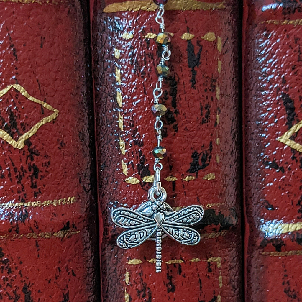 Dragonfly Yin Yang Beaded Bookmark