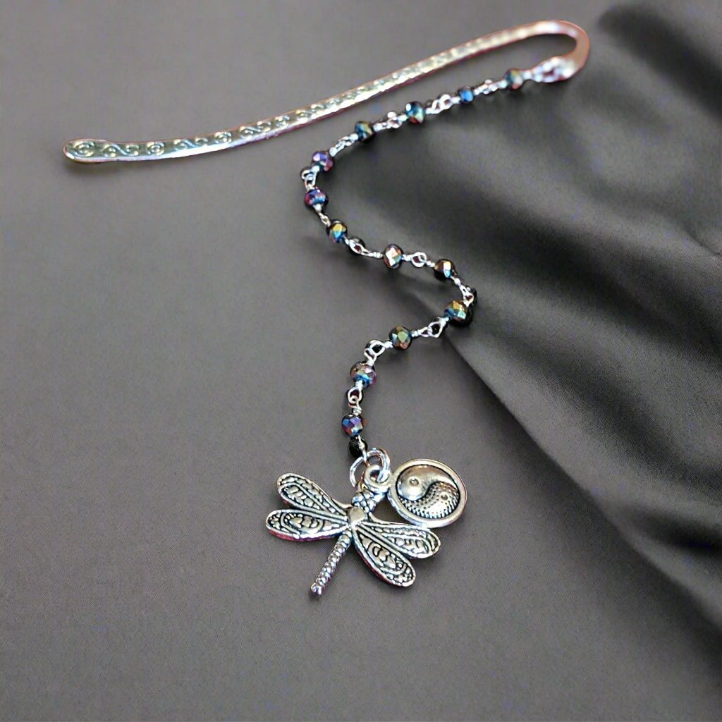 Dragonfly Yin Yang Beaded Bookmark