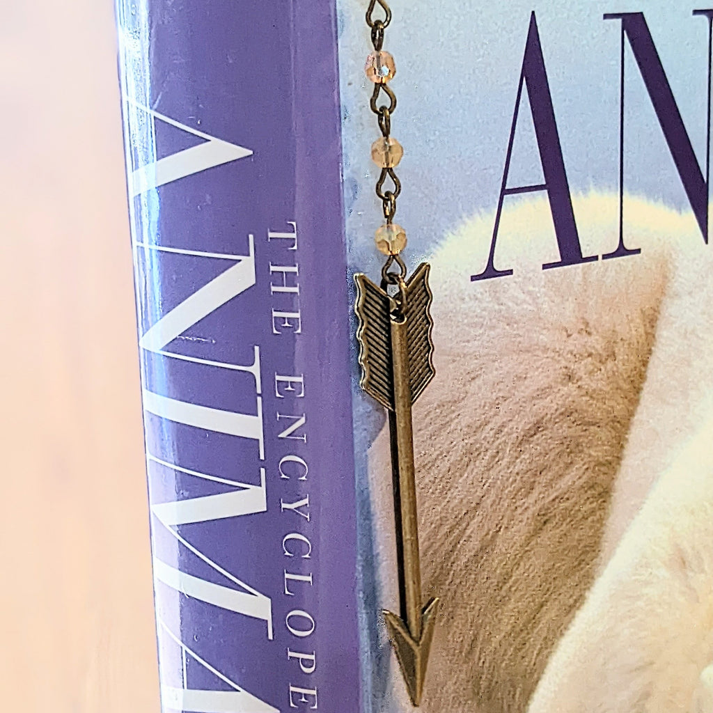 Bronze Arrow Crystal Bead Bookmark