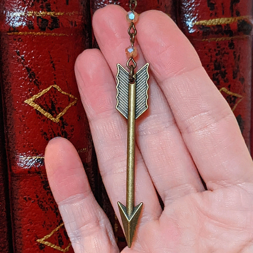 Bronze Arrow Crystal Bead Bookmark