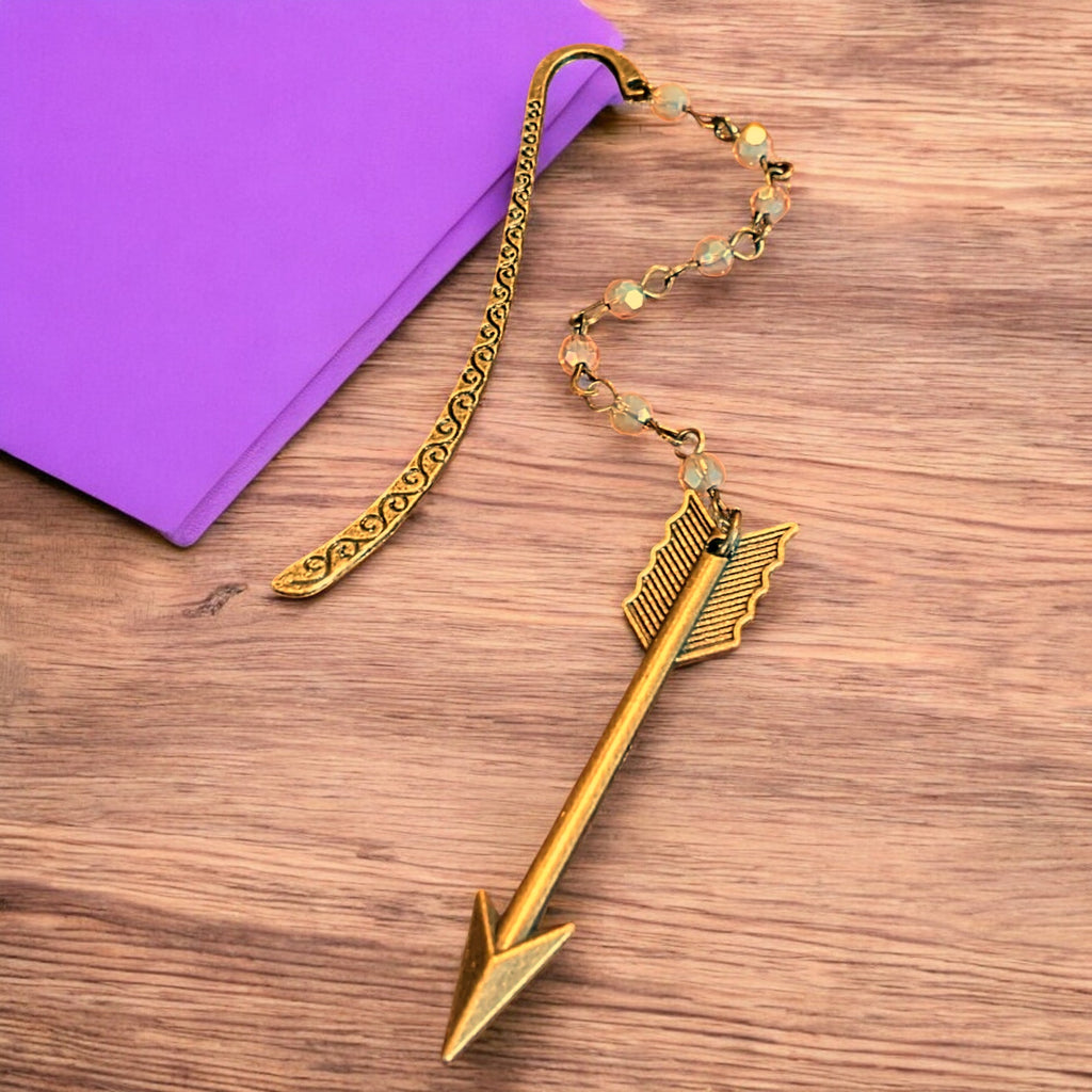 Bronze Arrow Crystal Bead Bookmark