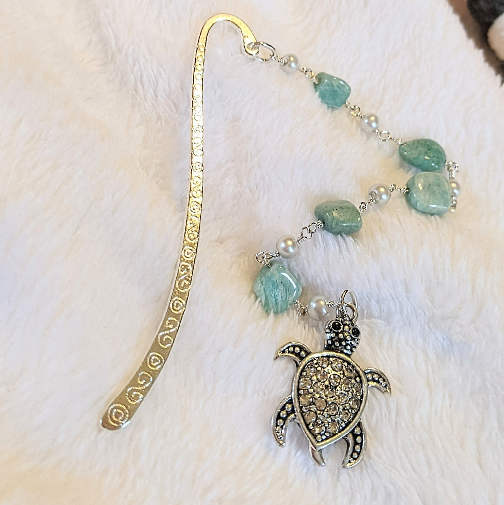 Sea Turtle Amazonite Gemstone Bookmark