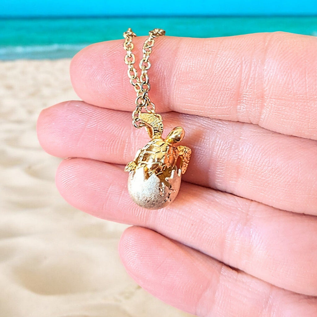 Gold Turtle Hatchling necklace - 24 inch