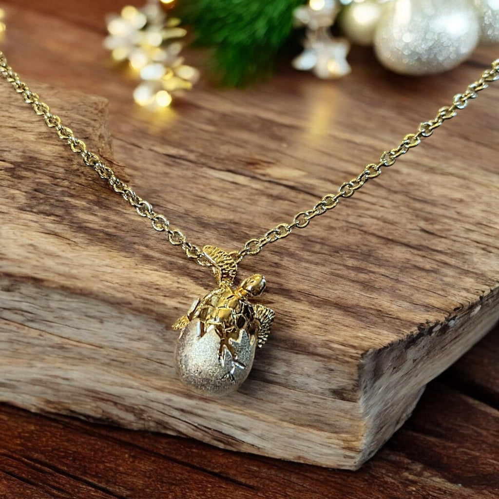 Gold Turtle Hatchling necklace - 24 inch