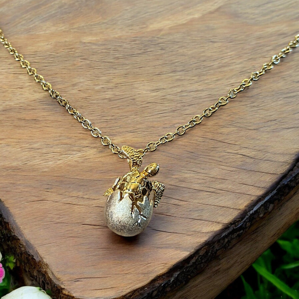 Gold Turtle Hatchling necklace - 24 inch