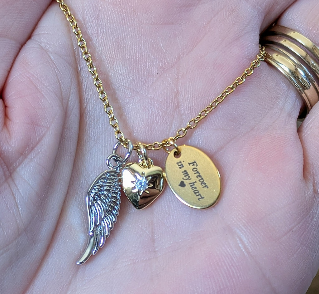 Gold Forever in my Heart Memory necklace, 20 inch