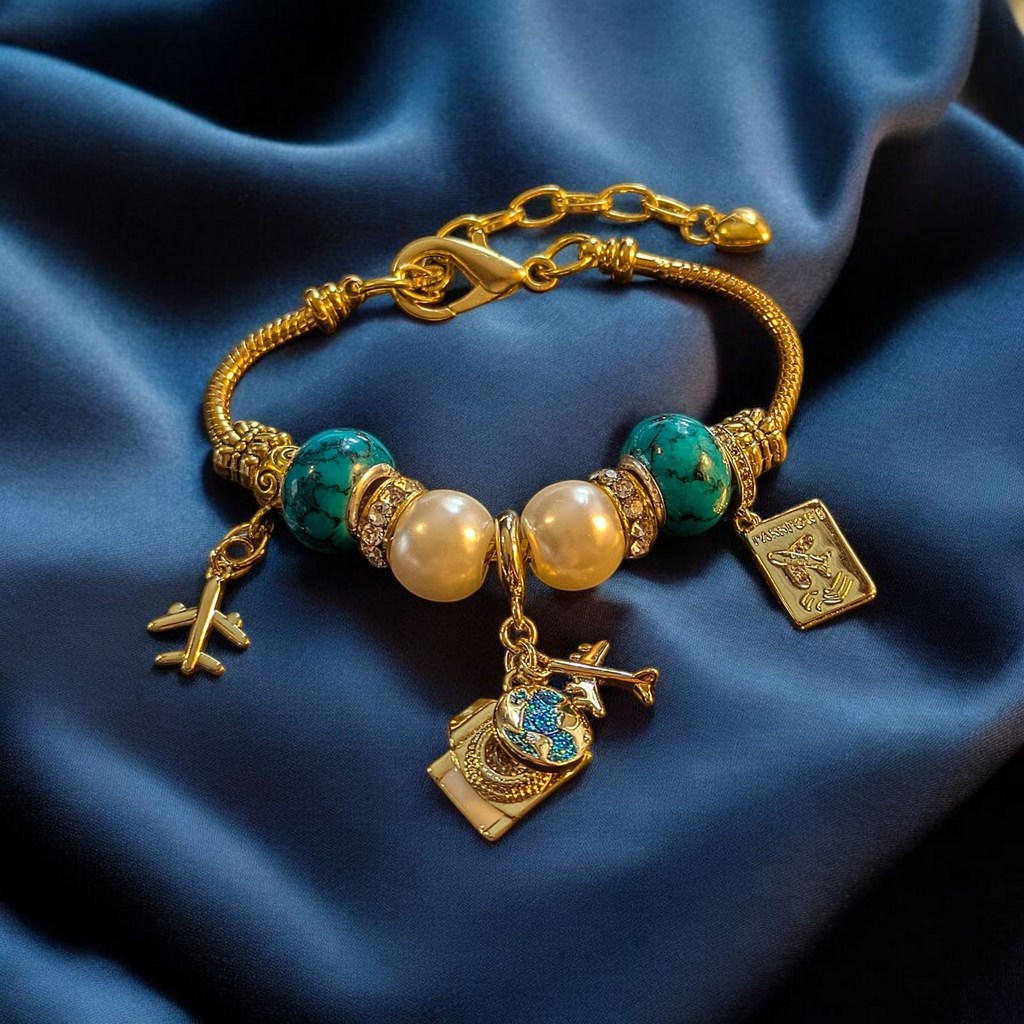 Travel/Vacation European beaded bracelet - Gold