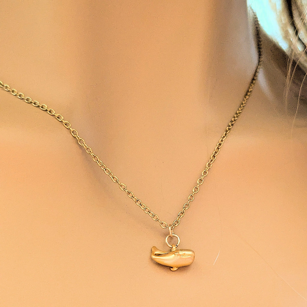 Whale necklace, Gold - 20 inch
