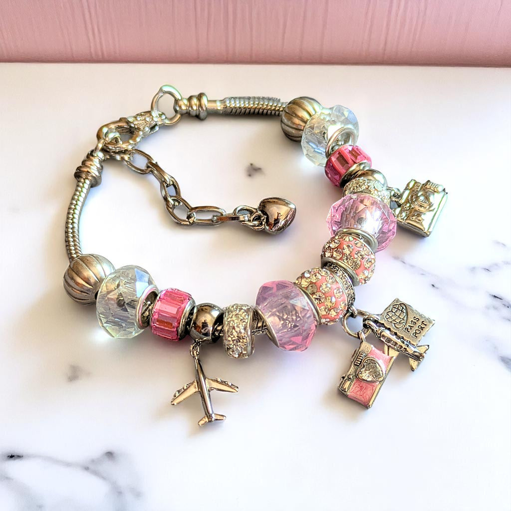 Travel/Vacation European beaded bracelet - Silver