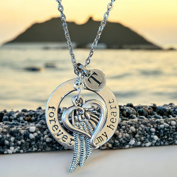 Forever in My Heart Initial Memory necklace, Silver - 20 inch Unisex