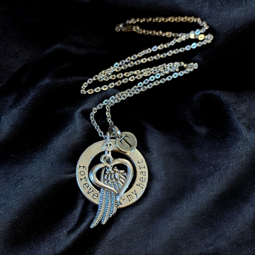 Forever in My Heart Initial Memory necklace, Silver - 20 inch Unisex