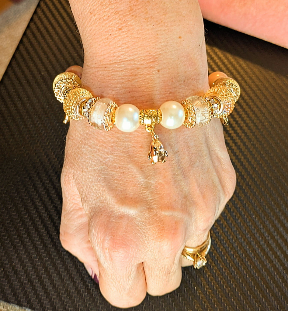 Peguin European beaded bracelet - Gold