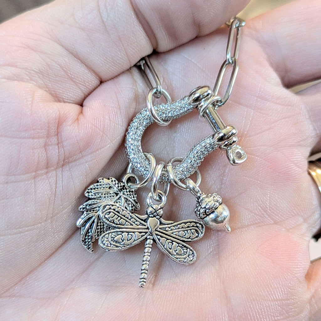 Forest Friends Dragonfly Carabiner Necklace, Silver - 20 inch