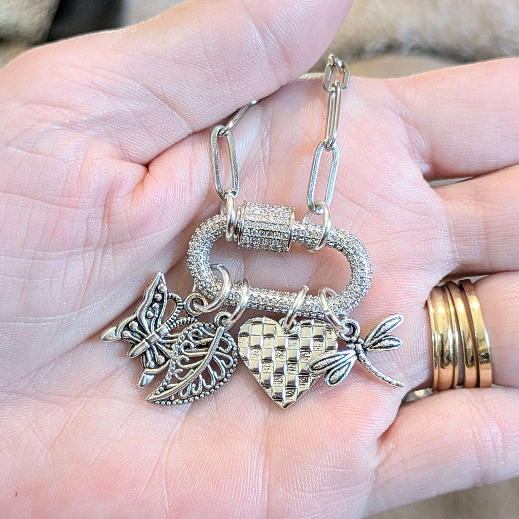 Nature & Love Carabiner Necklace, Silver - 20 inch