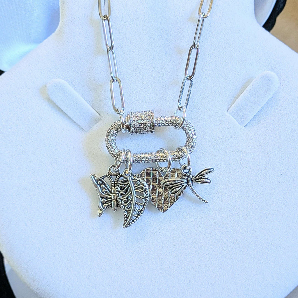 Nature & Love Carabiner Necklace, Silver - 20 inch