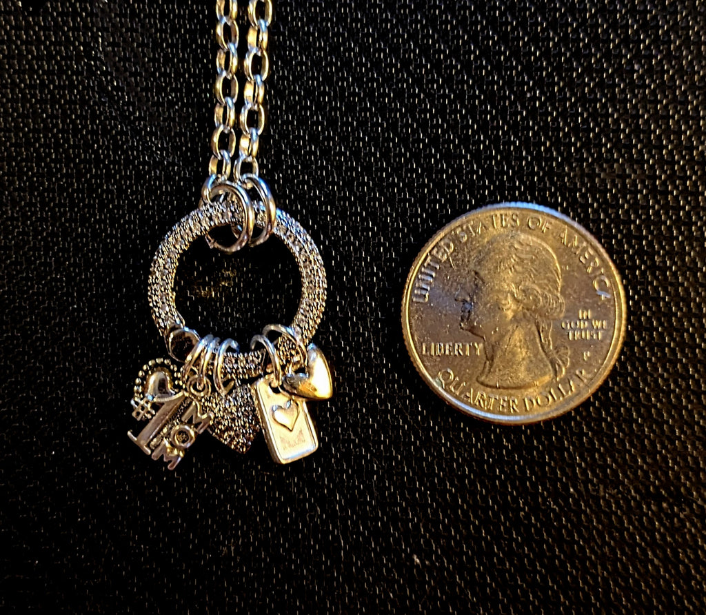 #1 Mom Silver CZ Snap Ring Necklace, .925 Sterling Silver - 20 inch