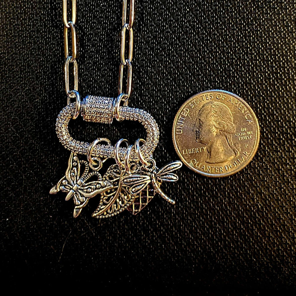 Nature & Love Carabiner Necklace, Silver - 20 inch