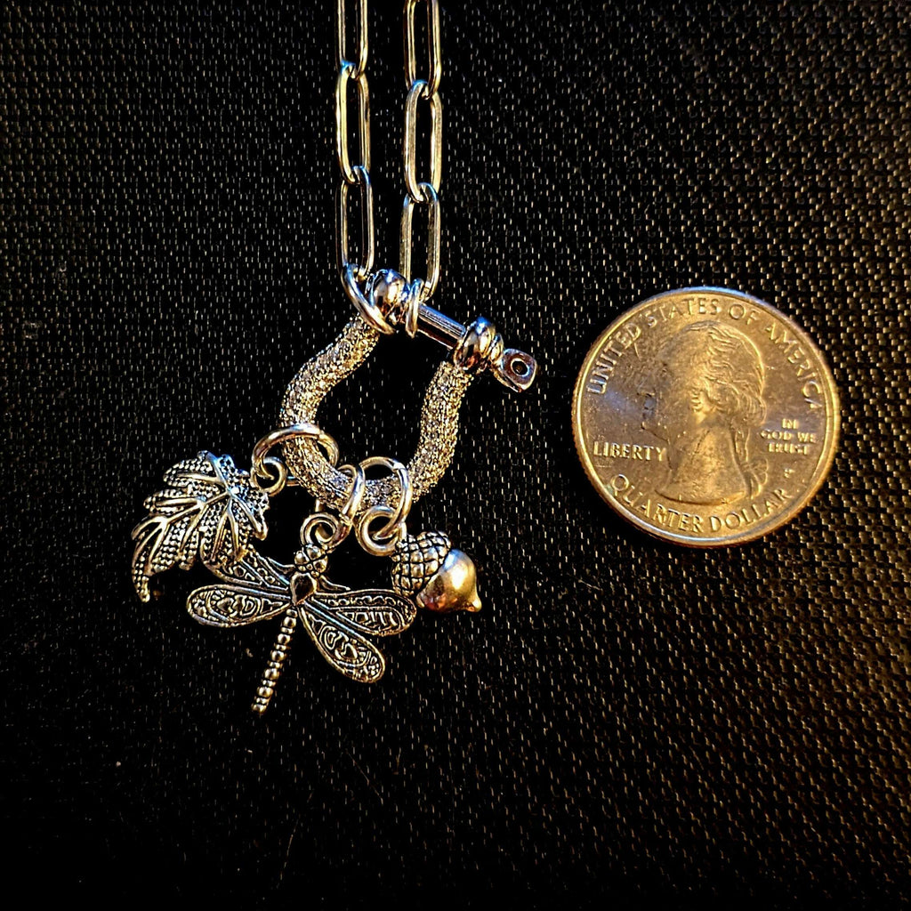 Forest Friends Dragonfly Carabiner Necklace, Silver - 20 inch