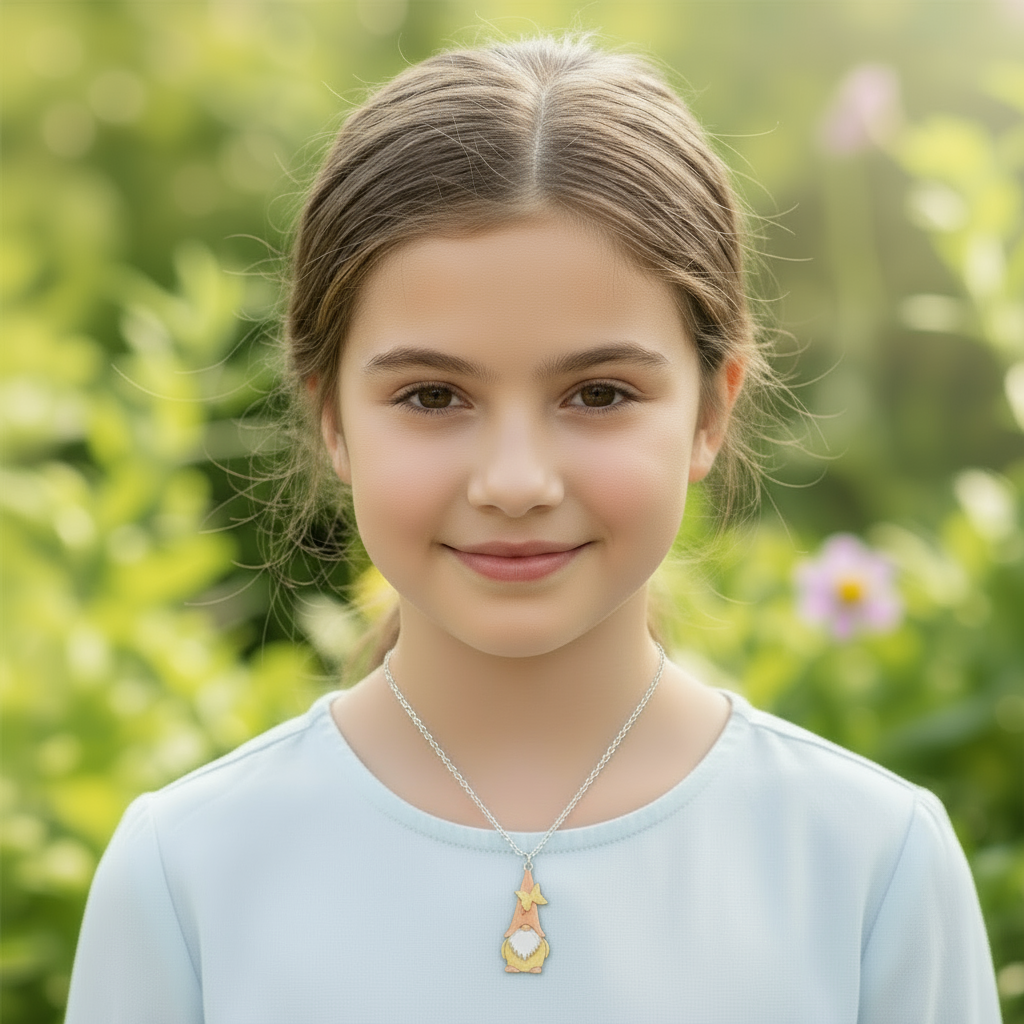 Boho Gnome Necklace, Silver