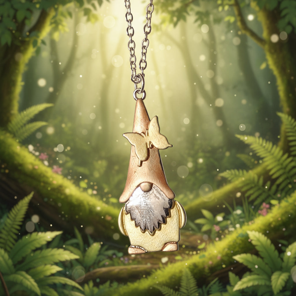 Boho Gnome Necklace, Silver