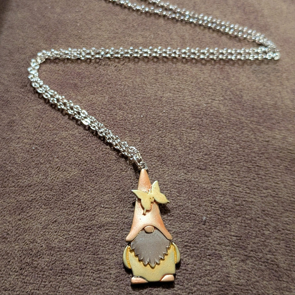 Boho Gnome Necklace, Silver