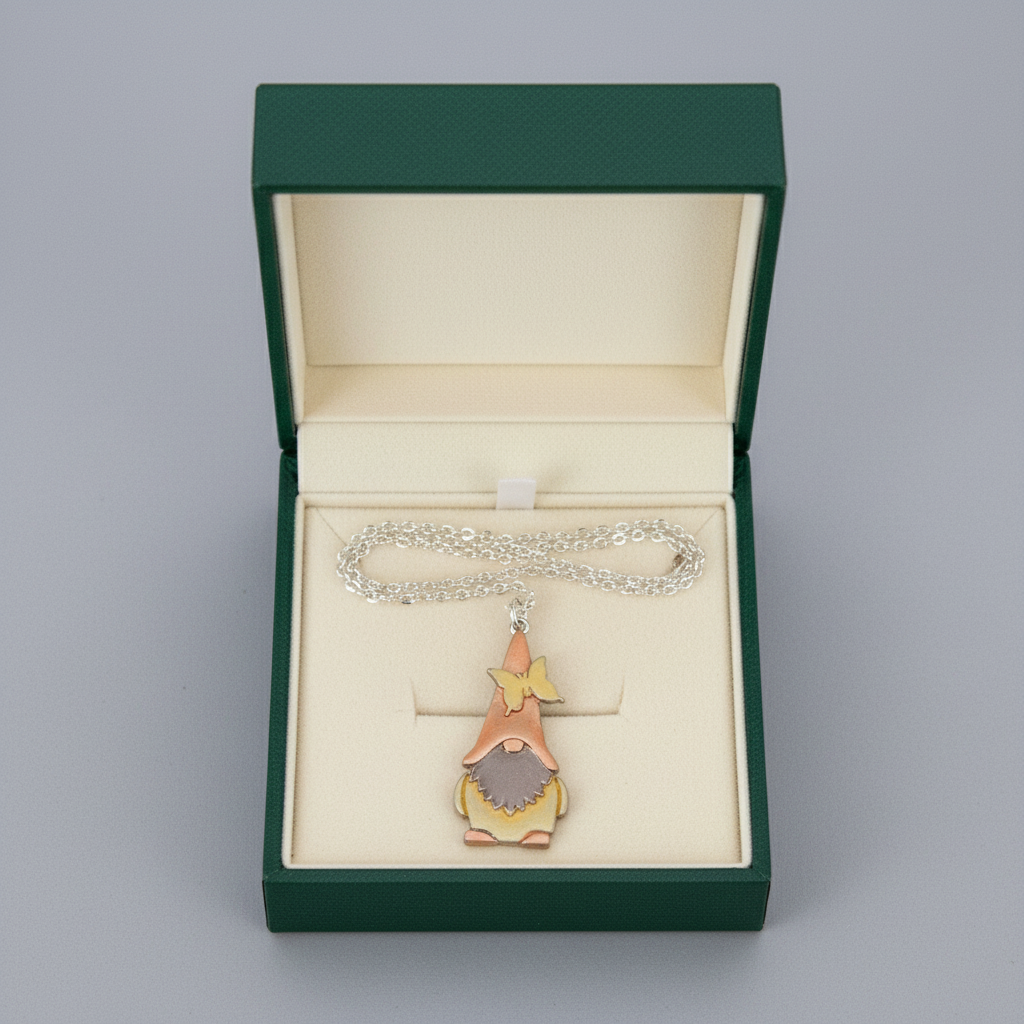 Boho Gnome Necklace, Silver