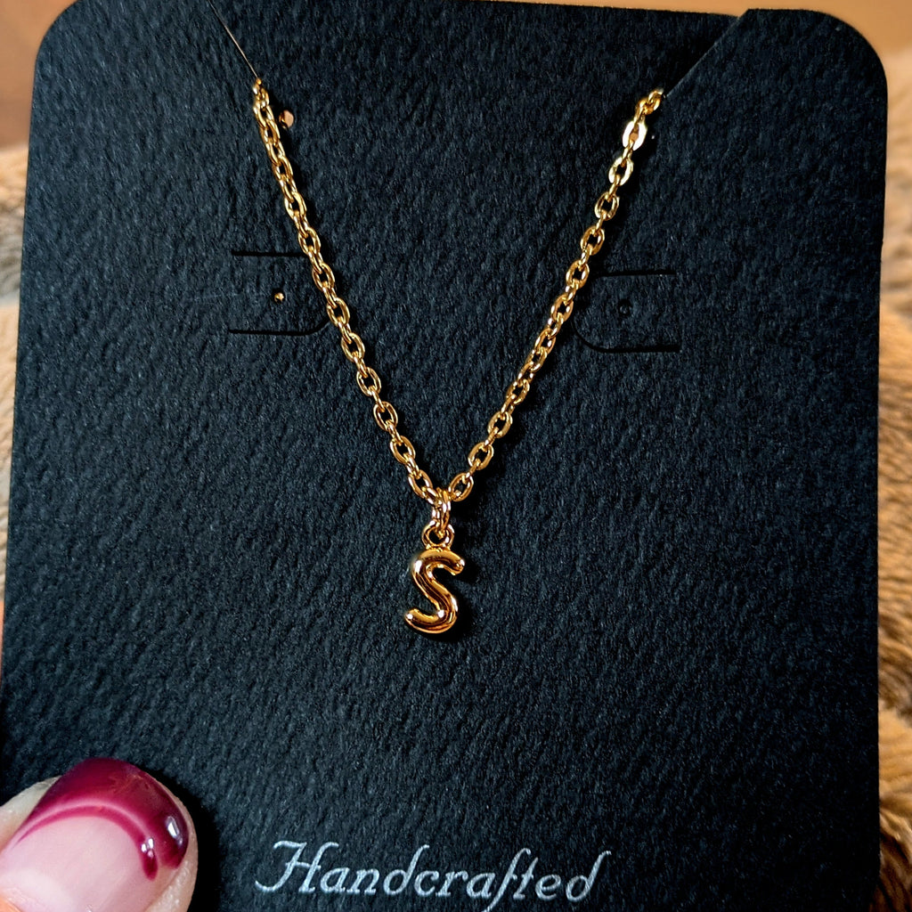Mini Bubble Initial Necklace - Gold- 20 inch