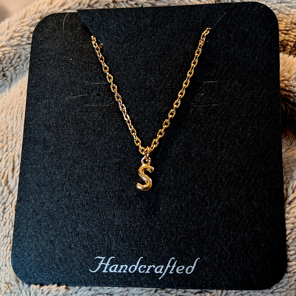 Mini Bubble Initial Necklace - Gold- 20 inch