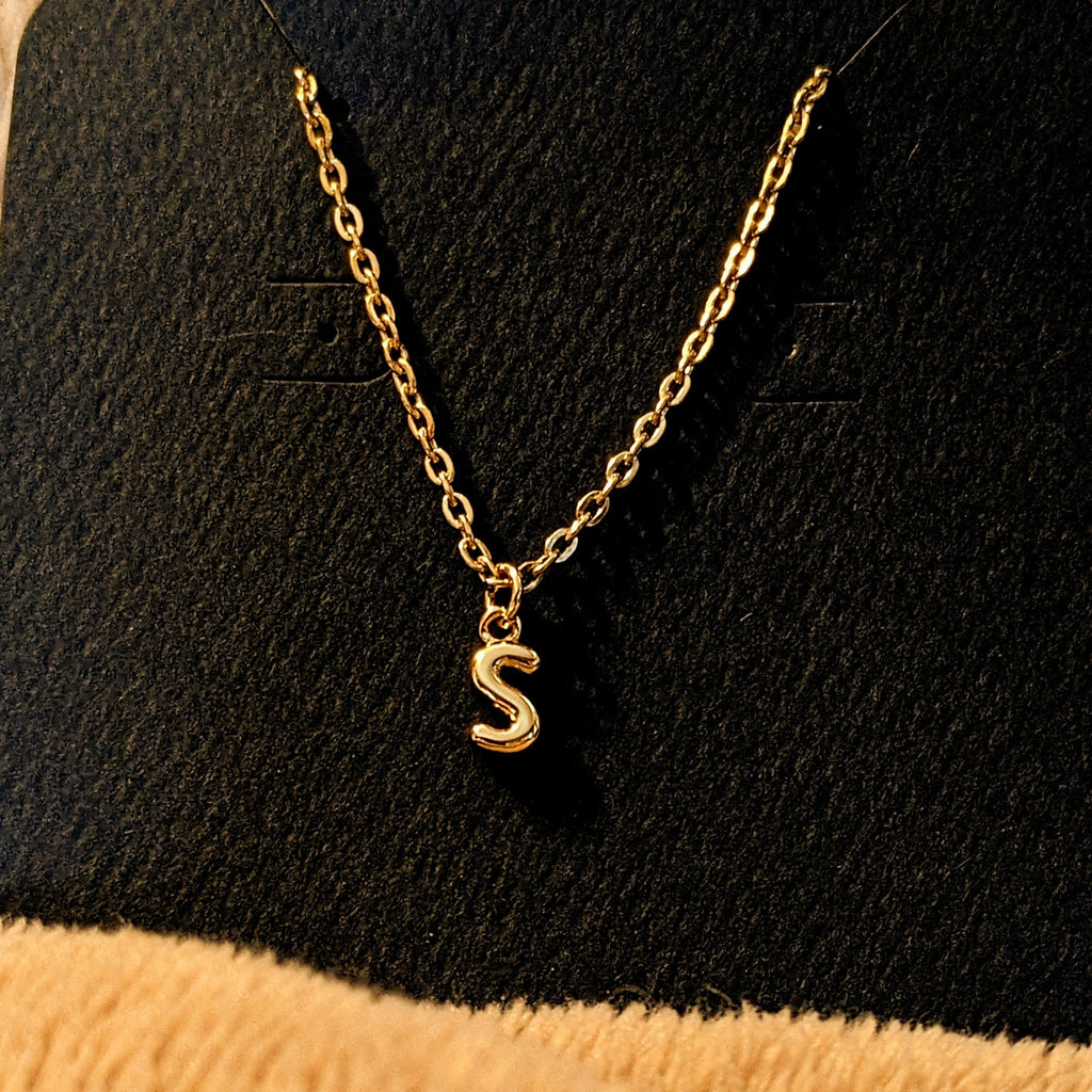 Mini Bubble Initial Necklace - Gold- 20 inch
