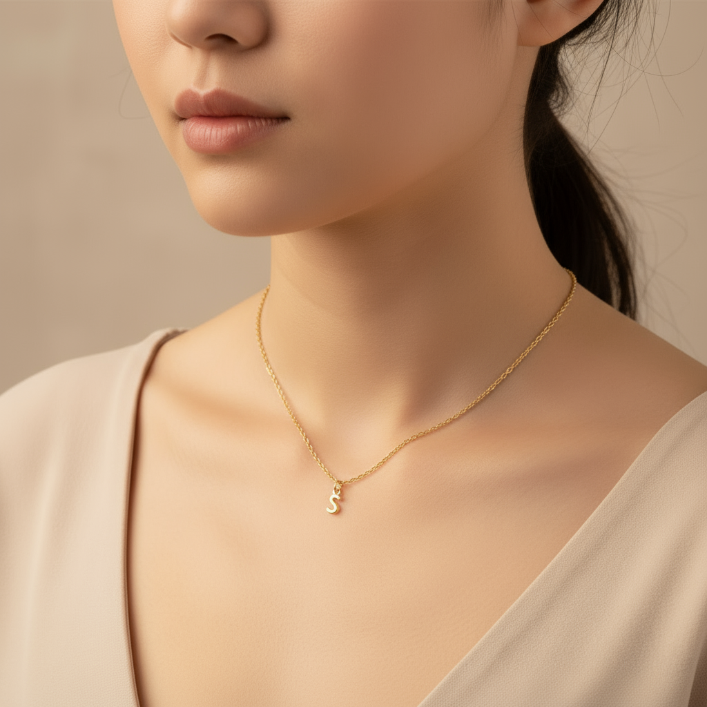 Mini Bubble Initial Necklace - Gold- 20 inch