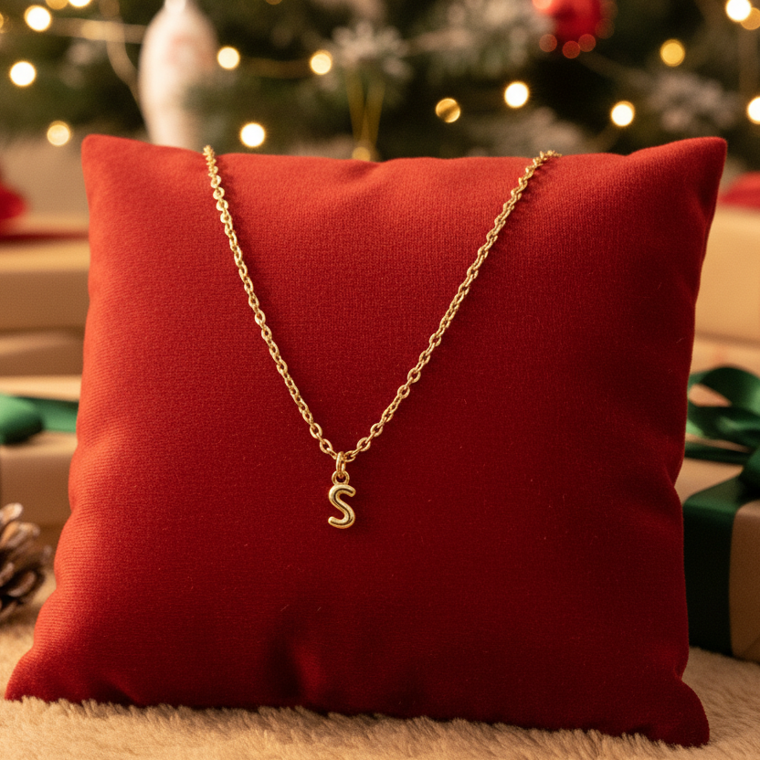 Mini Bubble Initial Necklace - Gold- 20 inch