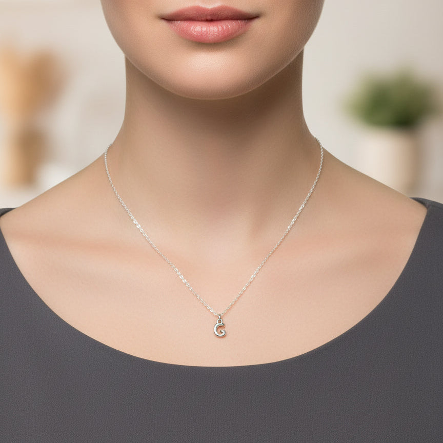 Mini Bubble Initial Necklace - Silver- 20 inch