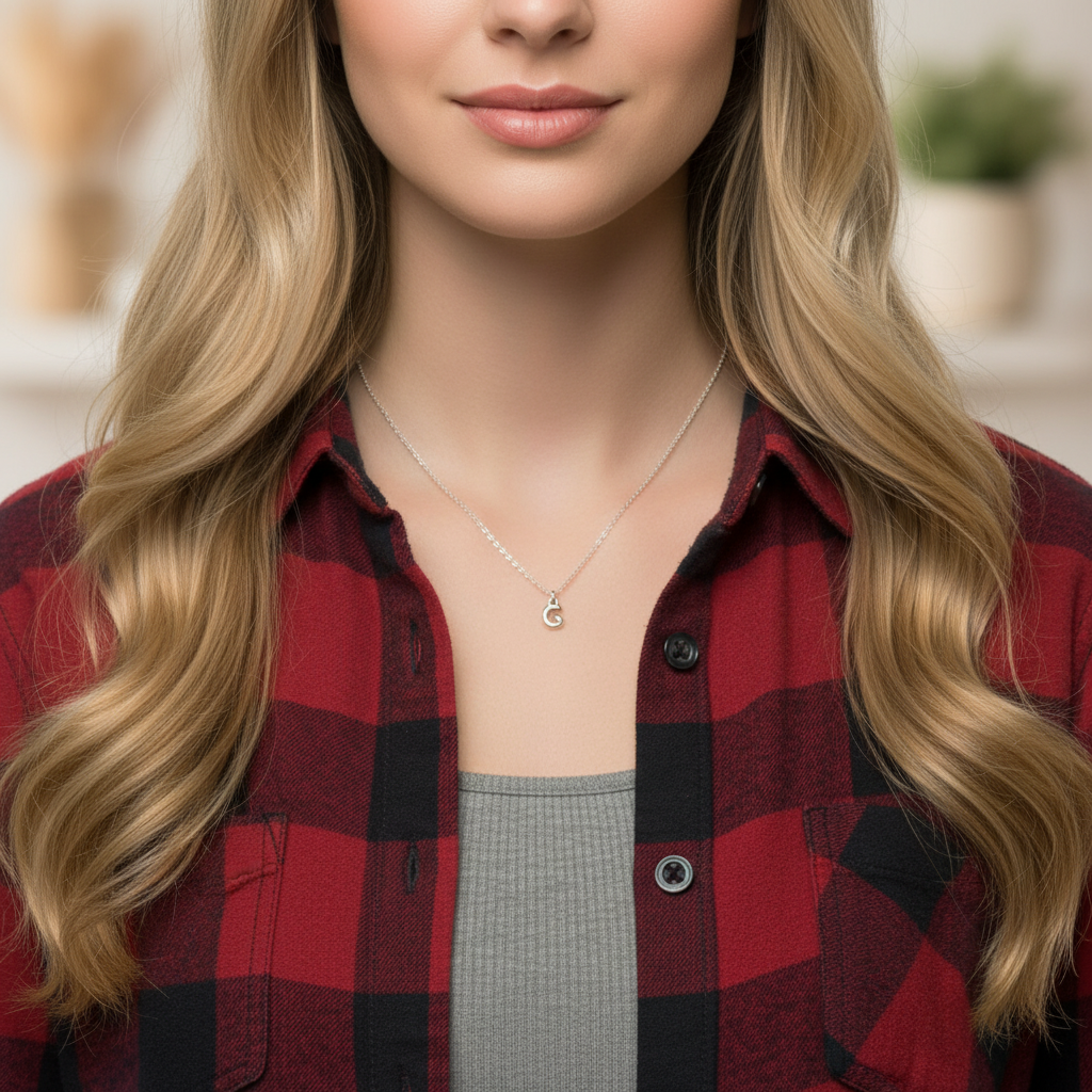 Mini Bubble Initial Necklace - Silver- 20 inch