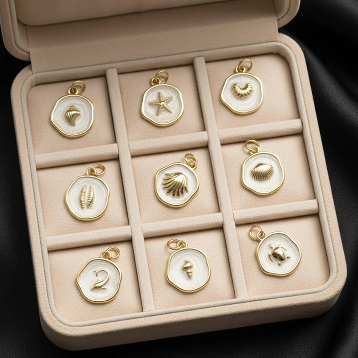 Beach Lover Enamel Charm Box - 9 pc., Gold
