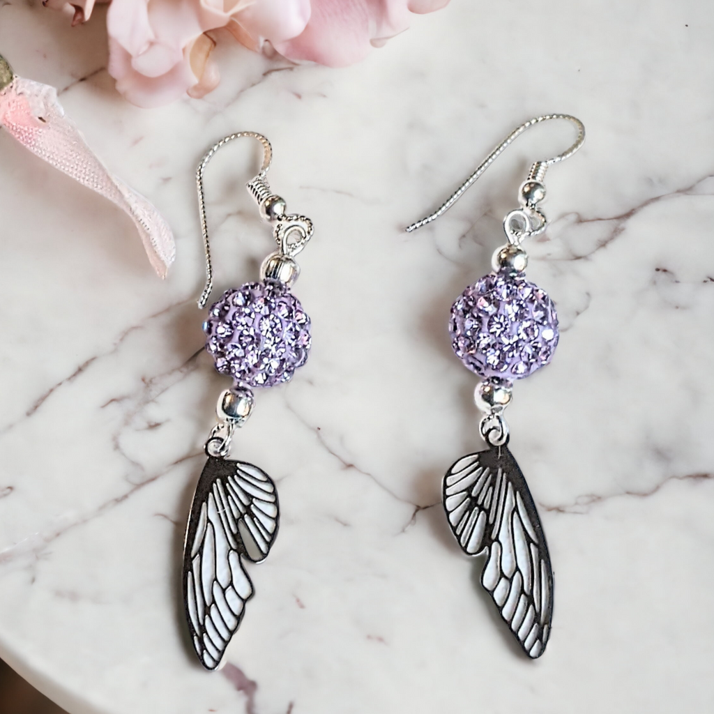 Silver Fairy/Butterfly Wing dangle earrings