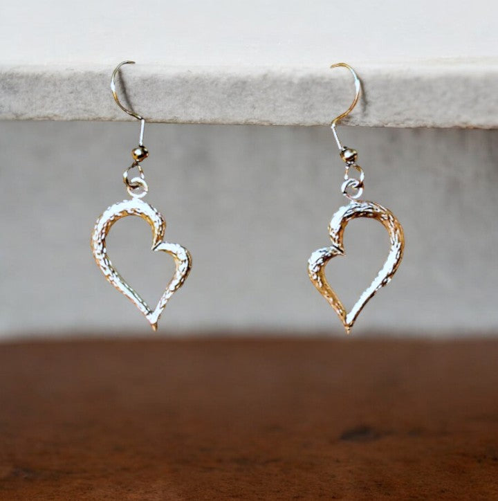 Silver Art Deco Heart dangle earrings