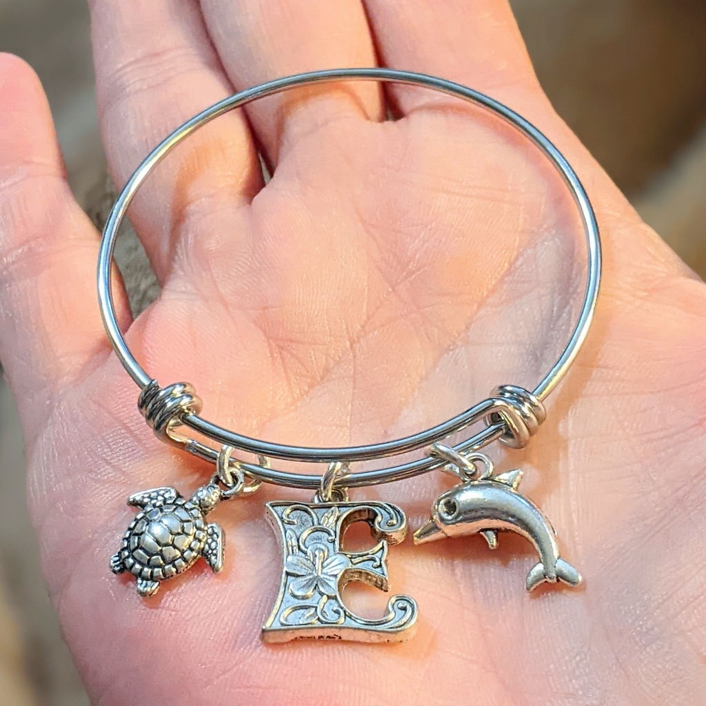 Beach - Dolphin, Sea Turtle, Sea Shell Child's Bangle bracelet