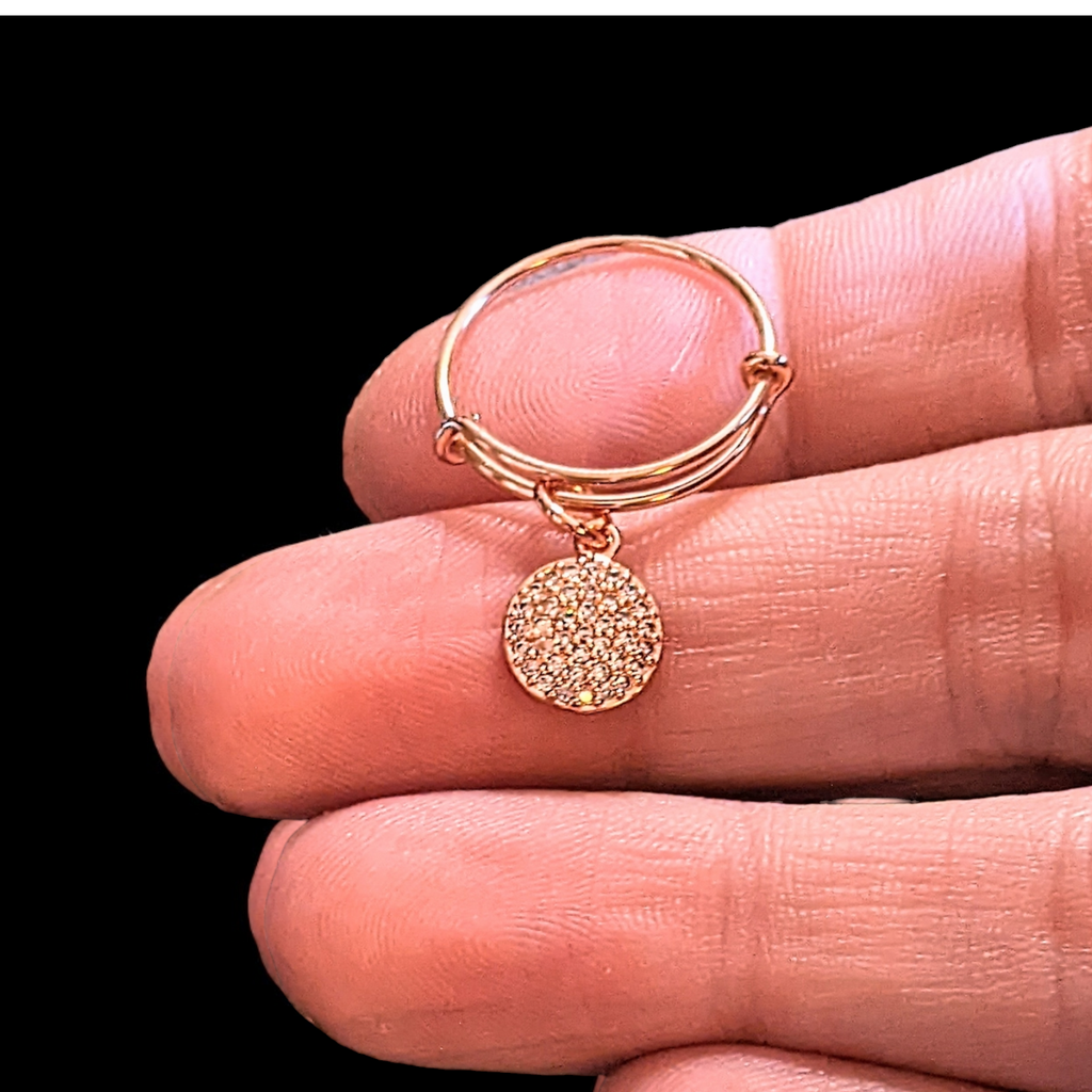 CZ Full Moon Rose Gold Circle Ring 5-7