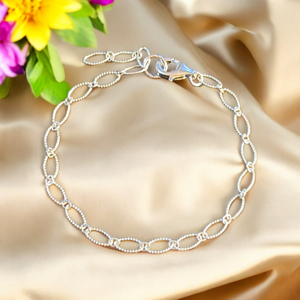 .925 Sterling Silver Textured Charm Bracelet Base - D.I.Y. - BUILD YOUR CHARM BRACELET!