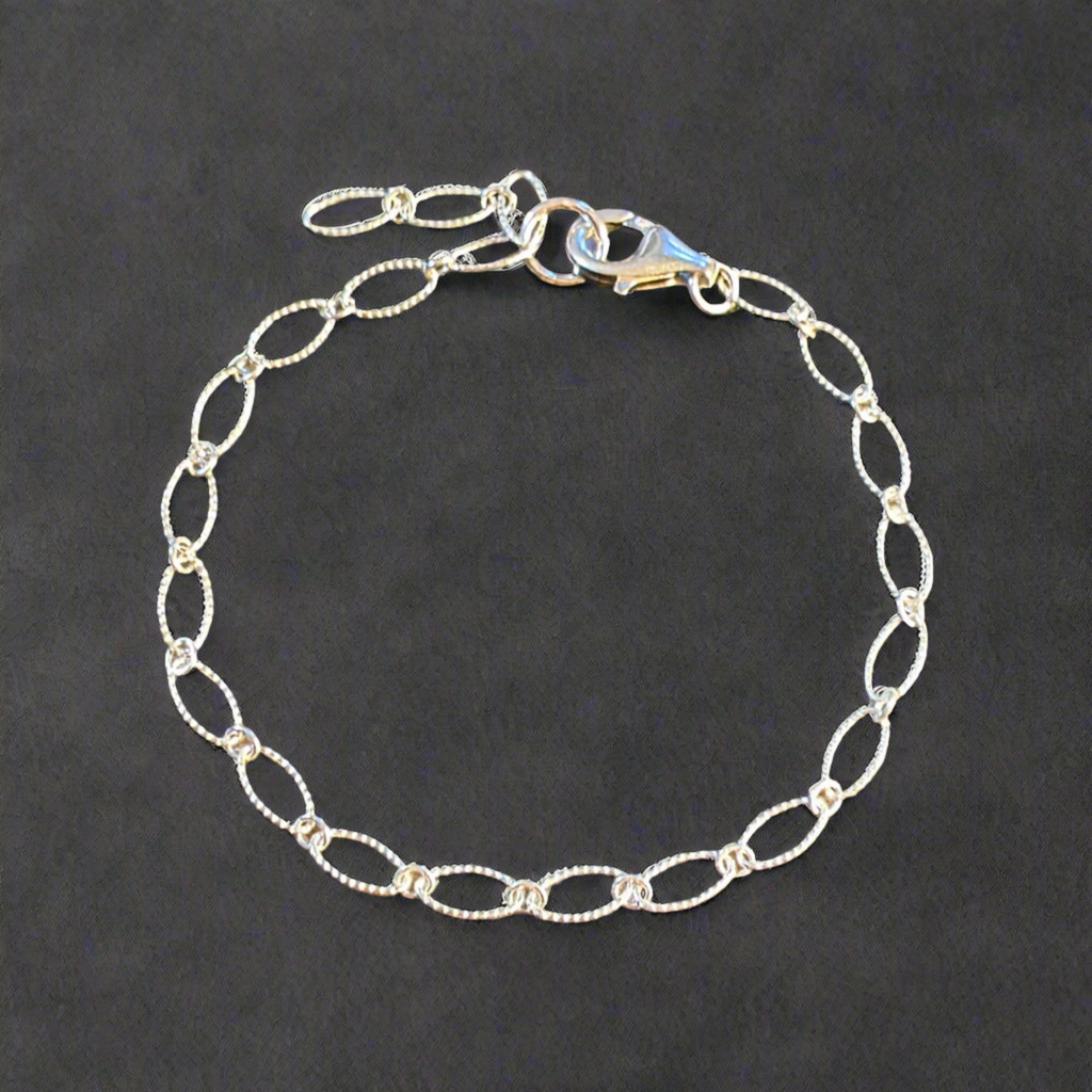 .925 Sterling Silver Textured Charm Bracelet Base - D.I.Y. - BUILD YOUR CHARM BRACELET!